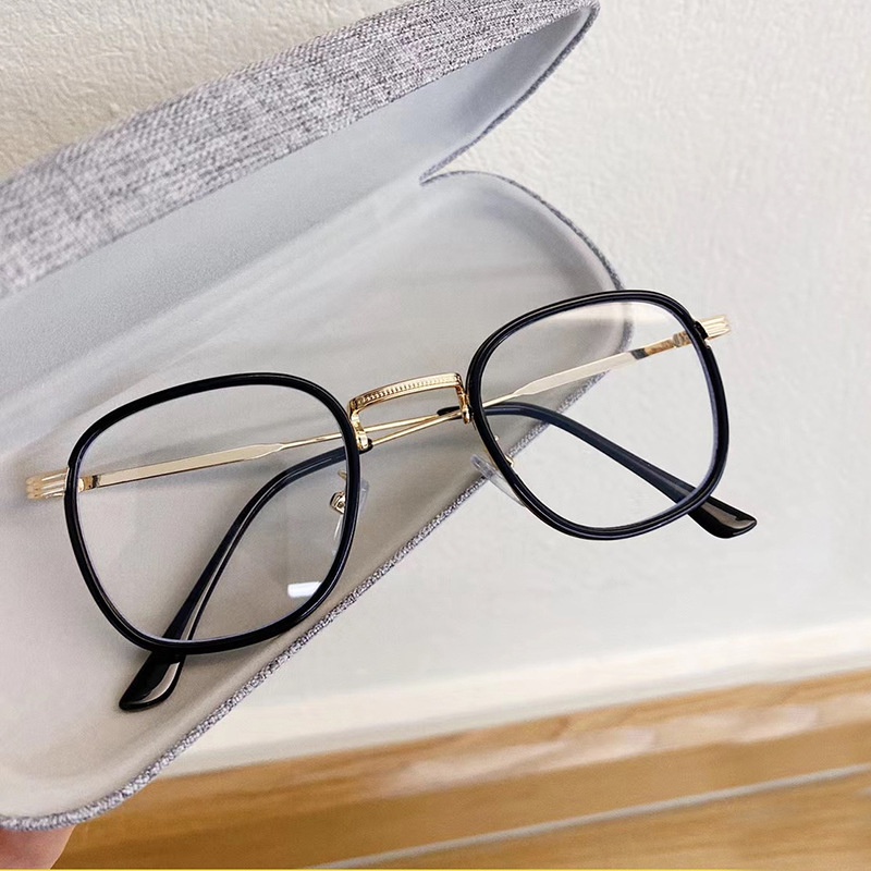 Mắt Kính Gọng Kim Loại Tròn Chống Bức Xạ Máy Tính Phong Cách Hàn Quốc Cho Nam Và Nữ
