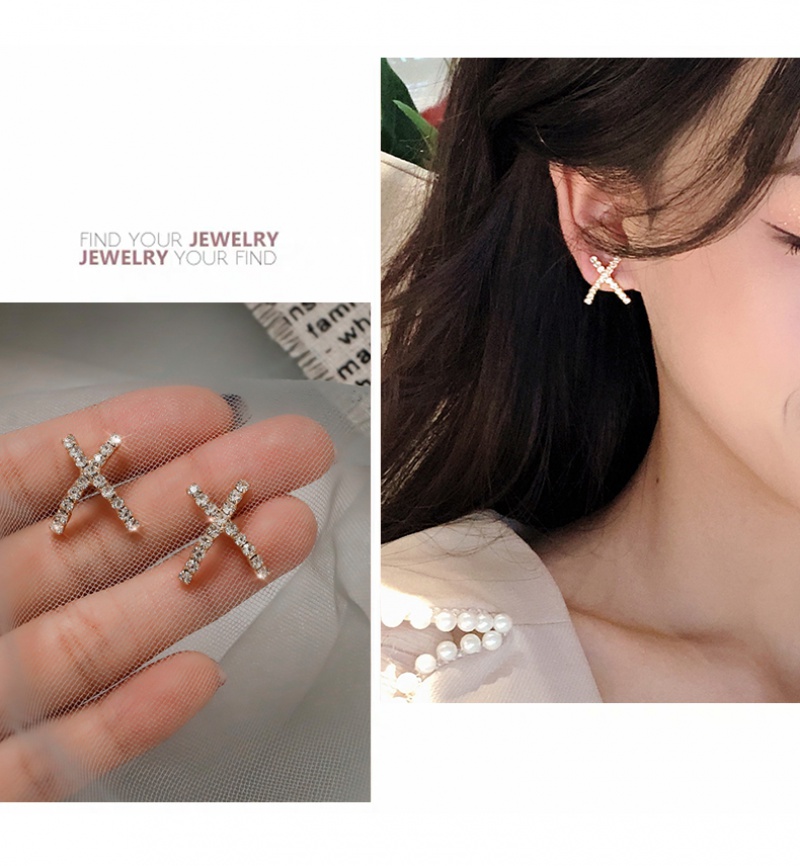 Khuyên tai chữ X mạ bạc nhiều kiểu tùy chọn thời trang