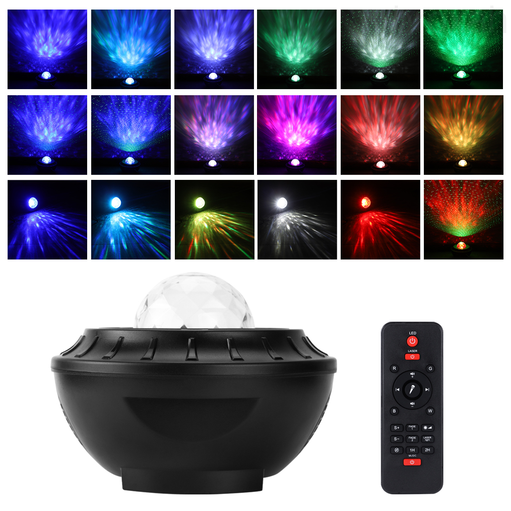 Projector Light Bluetooth Remote Control Music Night Lamp USB RGB Water Wave Projection Light broxah