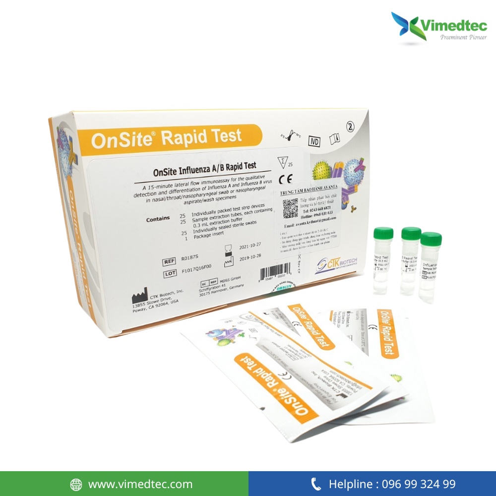 Hộp 25 test nhanh Cúm A/B nhập khẩu chính hãng Mỹ