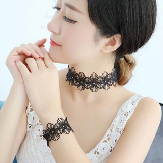 Bộ vòng cổ nữ choker ren hoa sang trọng