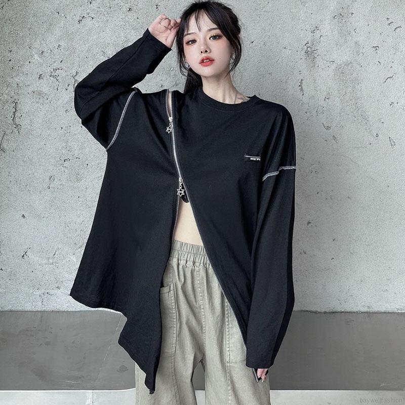 Áo Sweater Nữ Tay Dài Có Dây Kéo Phong Cách Retro | BigBuy360 - bigbuy360.vn