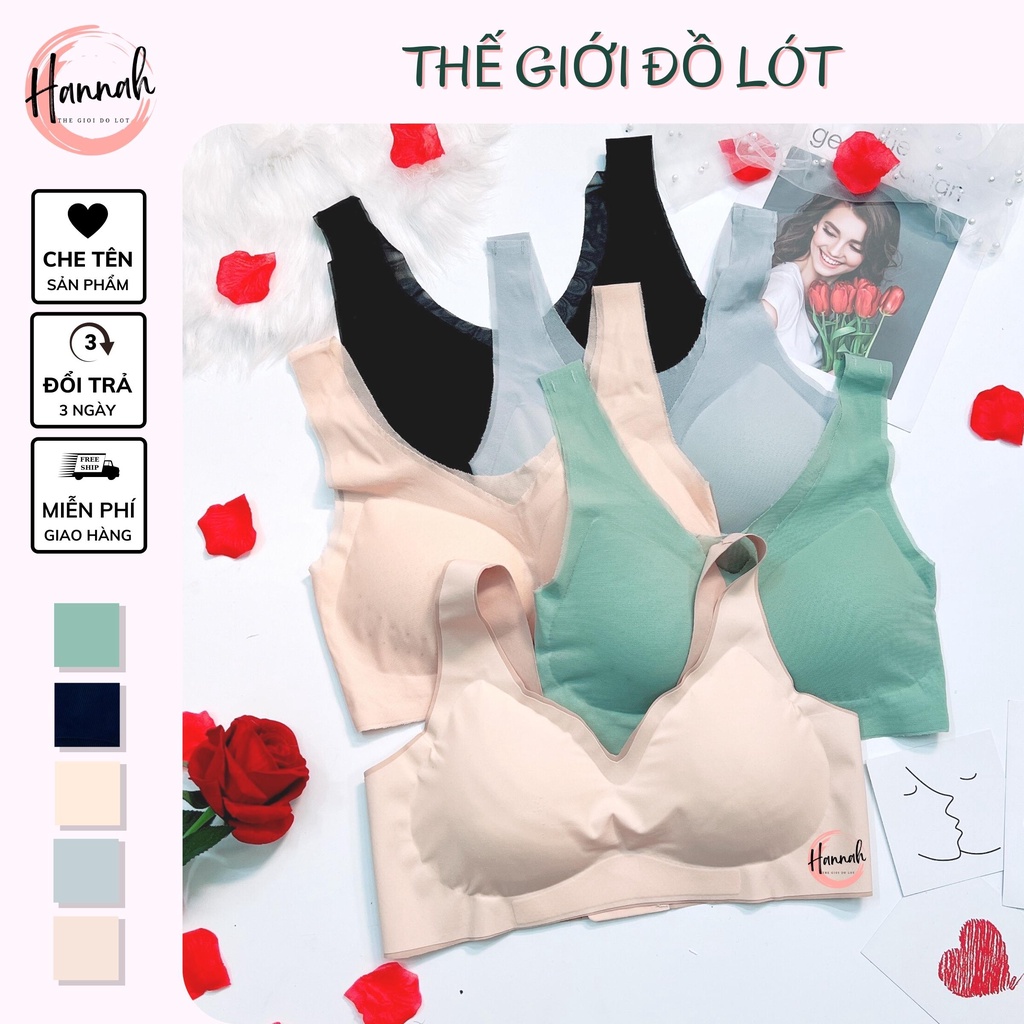 Áo bra nữ su lụa lạnh, áo bra su phối lưới không đường may siêu quyến rũ HANNAH SECRET A20, áo có size 45kg - 110kg
