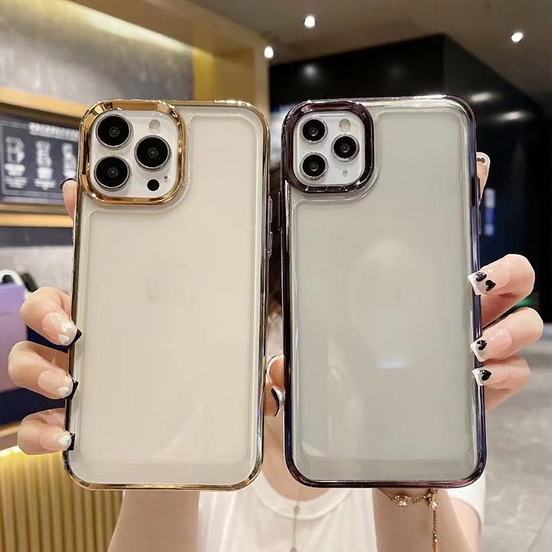 Ốp Điện Thoại Silicon Mềm Trong Suốt Mạ Viền Sang Trọng Dành Cho iPhone 13 12 11 Pro XR X Xs Max