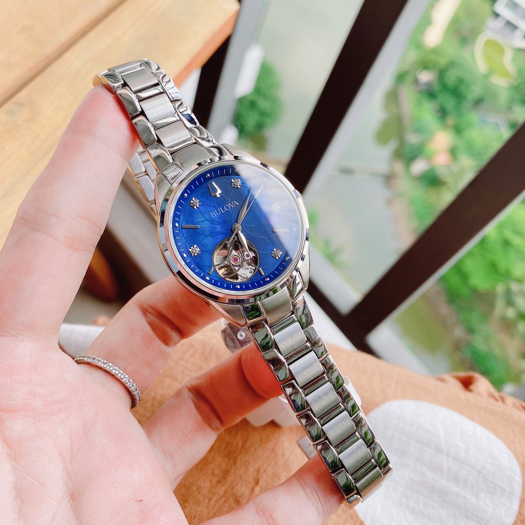 Đồng hồ nữ chính hãng Bulova 96p191 - máy Cơ tự động - Kính cứng