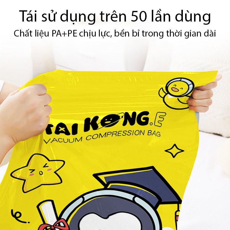 Túi Hút Chân Không Đựng Quần Áo Du Lịch, Đựng Chăn Màn Có Khóa Zip Tiện Lợi, Chất Liệu PA-PE Chống Ẩm BeeJoo