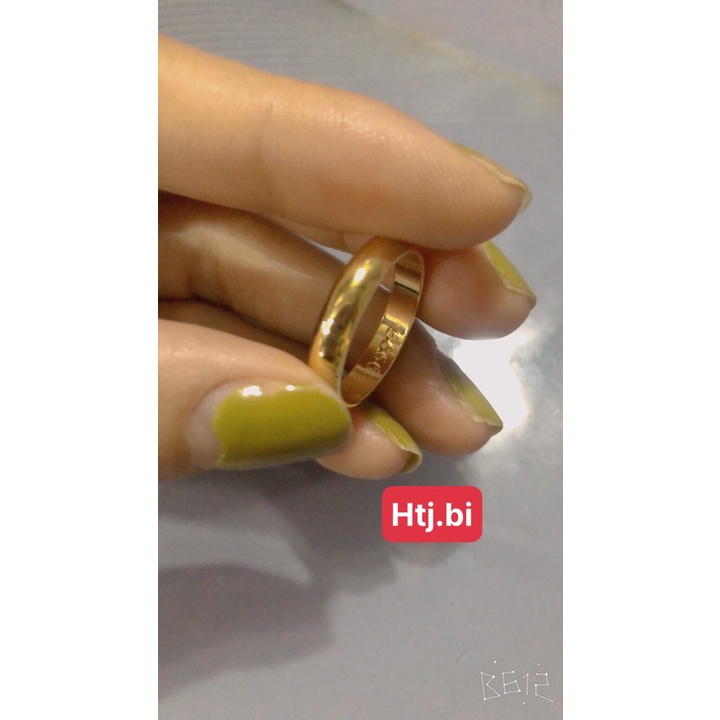 Nhẫn trơn mạ vàng loại 1 chỉ đóng mộc 9999 kiểu dáng  đơn giản nam nữ đều đeo được htj