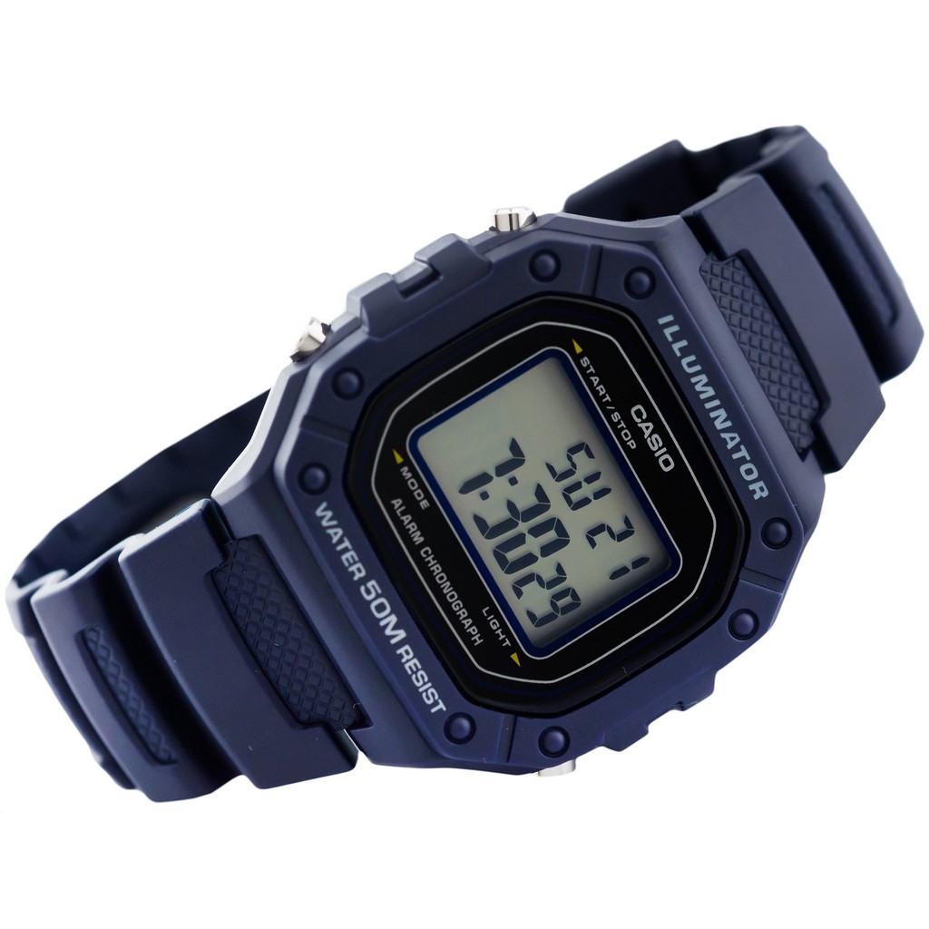 Đồng hồ nam dây nhựa Casio Standard chính hãng Anh Khuê W-218H-2AVDF (43mm)