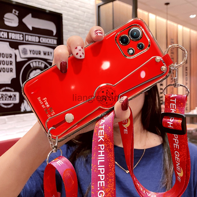 Ốp Điện Thoại Mềm Đính Đá Có Dây Đeo Cổ Cho xiaomi mi 11 lite xiaomi 11t xiaomi 11 lite 5g ne xiaomi 11t pro
