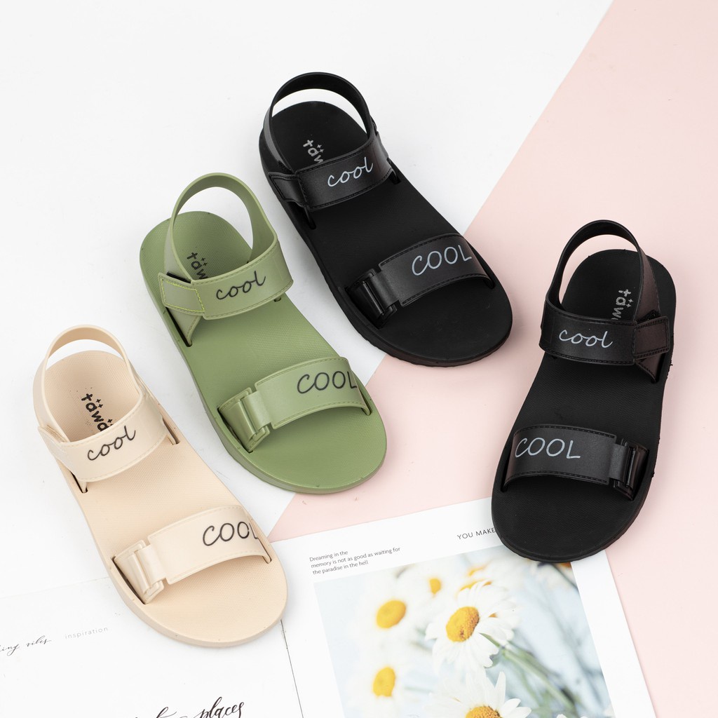 GIÀY SANDAL NỮ MWC - SANDAL QUAI NGANG THỜI TRANG - SANDAL PHỐI CHỮ CAO SU DẺO - NUSD- 2833