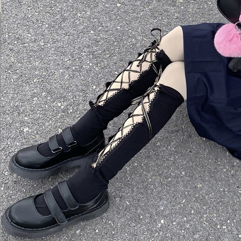 Vớ Cao Qua Gối Đính Nơ Phong Cách Gothic Quyến Rũ Dành Cho Nữ
