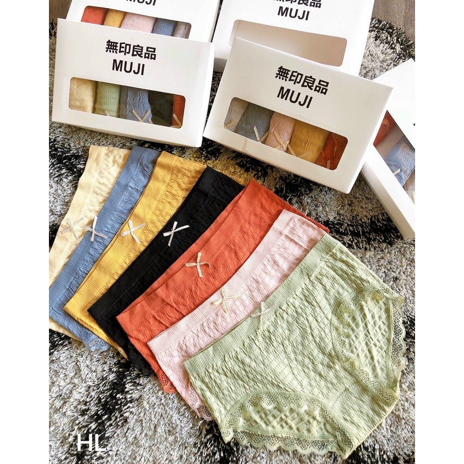 Quần lót nữ cotton viền ren, quần lót nhăn thông hơi dệt kim siêu co giãn kháng khuẩn ❤️