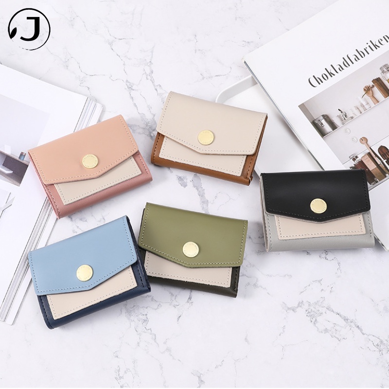 KAITIFEI Ví cầm tay mini ngắn gập nhỏ gọn đẹp thời trang cao cấp da bóp đựng tiền thẻ có ngăn khóa kéo trẻ trung cho nữ