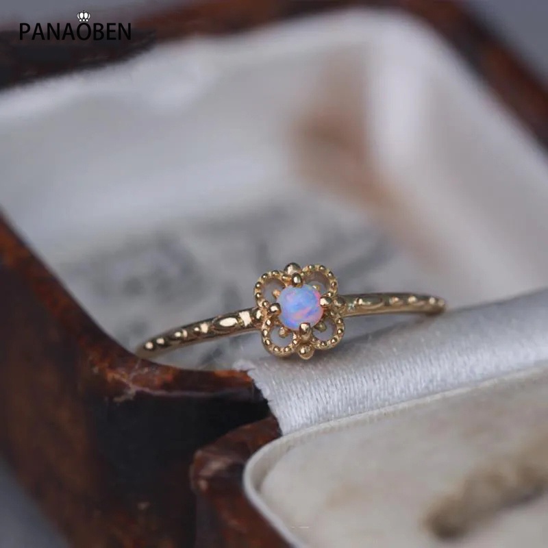 Nhẫn Bạc Sterling S925 Khảm Đá Opal Nhỏ Nhắn Phong Cách Nhật Bản Hàn Quốc Sang Trọng Đơn Giản Làm Quà Tặng Cho Nữ