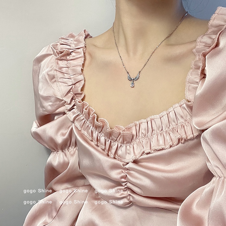 Vòng cổ Hình Cánh Thiên Thần Đính Đá zircon Thời Trang Cho Nữ