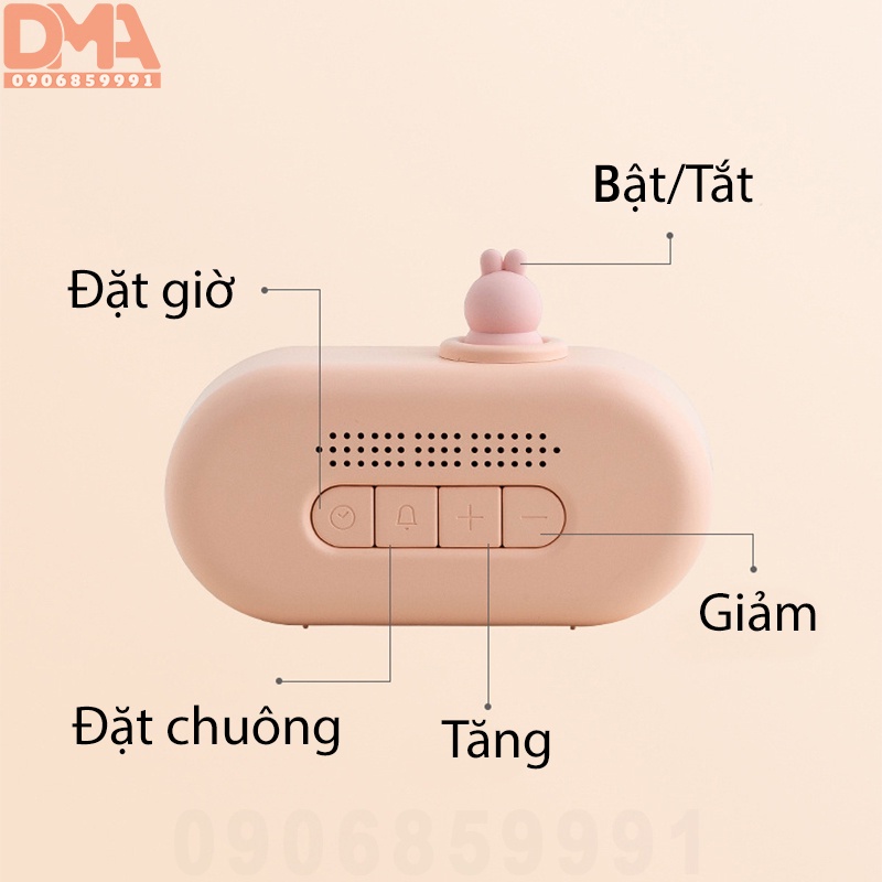 Đồng hồ báo thức có đèn ngủ hình thỏ dễ thương (WQ-09)