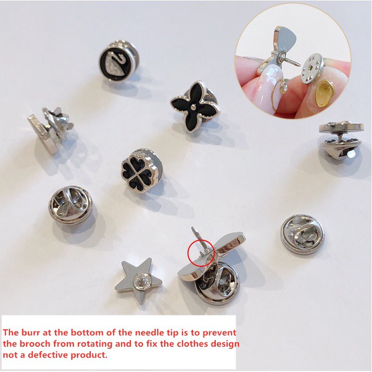 Set 10 ghim cài áo nhiều mẫu mã đính đá giả xinh xắn