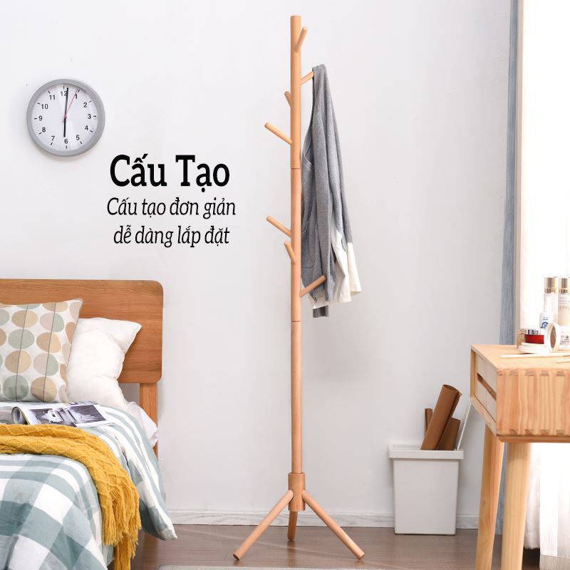 Cây Treo Quần Áo, Giá Treo Quần Áo Bằng Gỗ Trang Trí Phòng Đa Năng LEON OFFICIAL