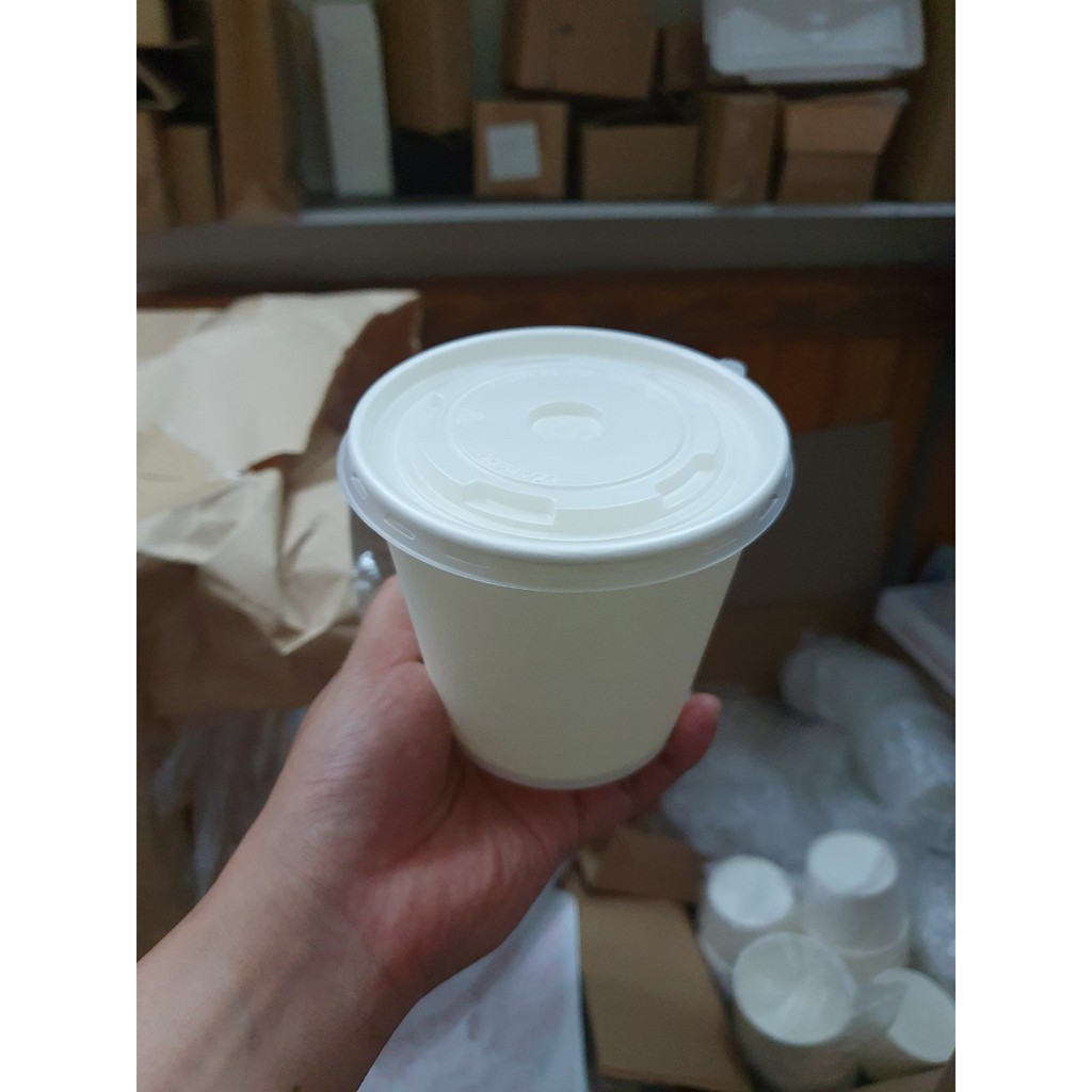 [SỐC] 50 tô giấy trắng 1000ml có nắp đựng đồ ăn