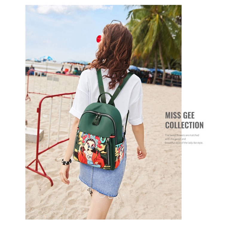 Ba Lô Vải Oxford Nhiều Túi Kích Thước Lớn Phong Cách Dân Tộc Mới Cho Nữ Đi Du Lịch