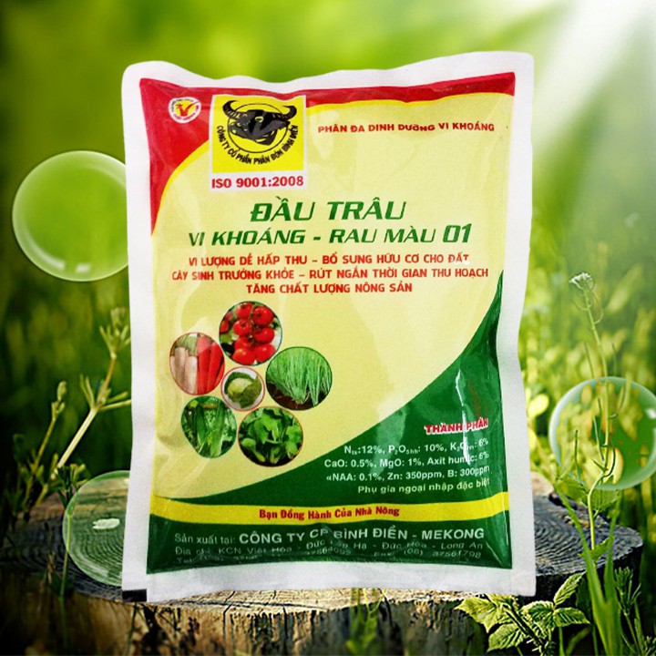 Phân bón Đầu Trâu vi khoáng rau màu dùng bón lót, bón thúc cho cây ăn trái, rau củ quả 500g