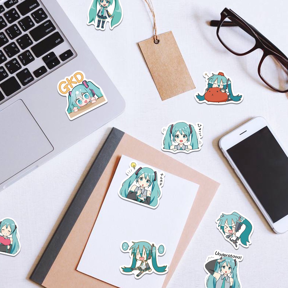 Bộ 65 Sticker Hình Hoạt Hình Chibi Dễ Thương Dán Hành Lý Laptop IPad Guitar Notebook Chống Thấm Nước