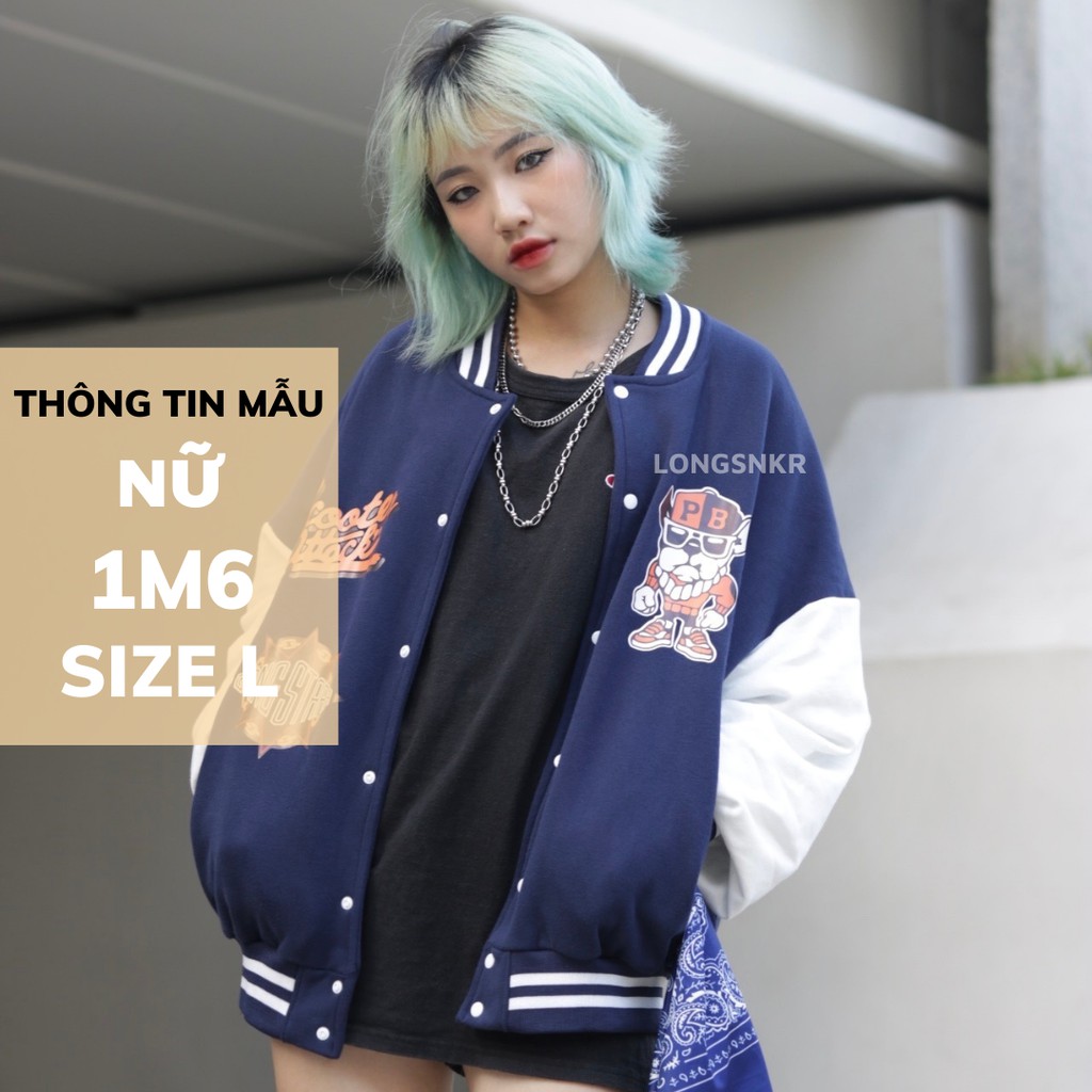 [Tặng Sticker và khăn Tuban] _ Áo khoác VARSITY NAVY họa tiết Longsnkr chất nỉ giữ nhiệt và thoáng - Bomber /Varsity | BigBuy360 - bigbuy360.vn
