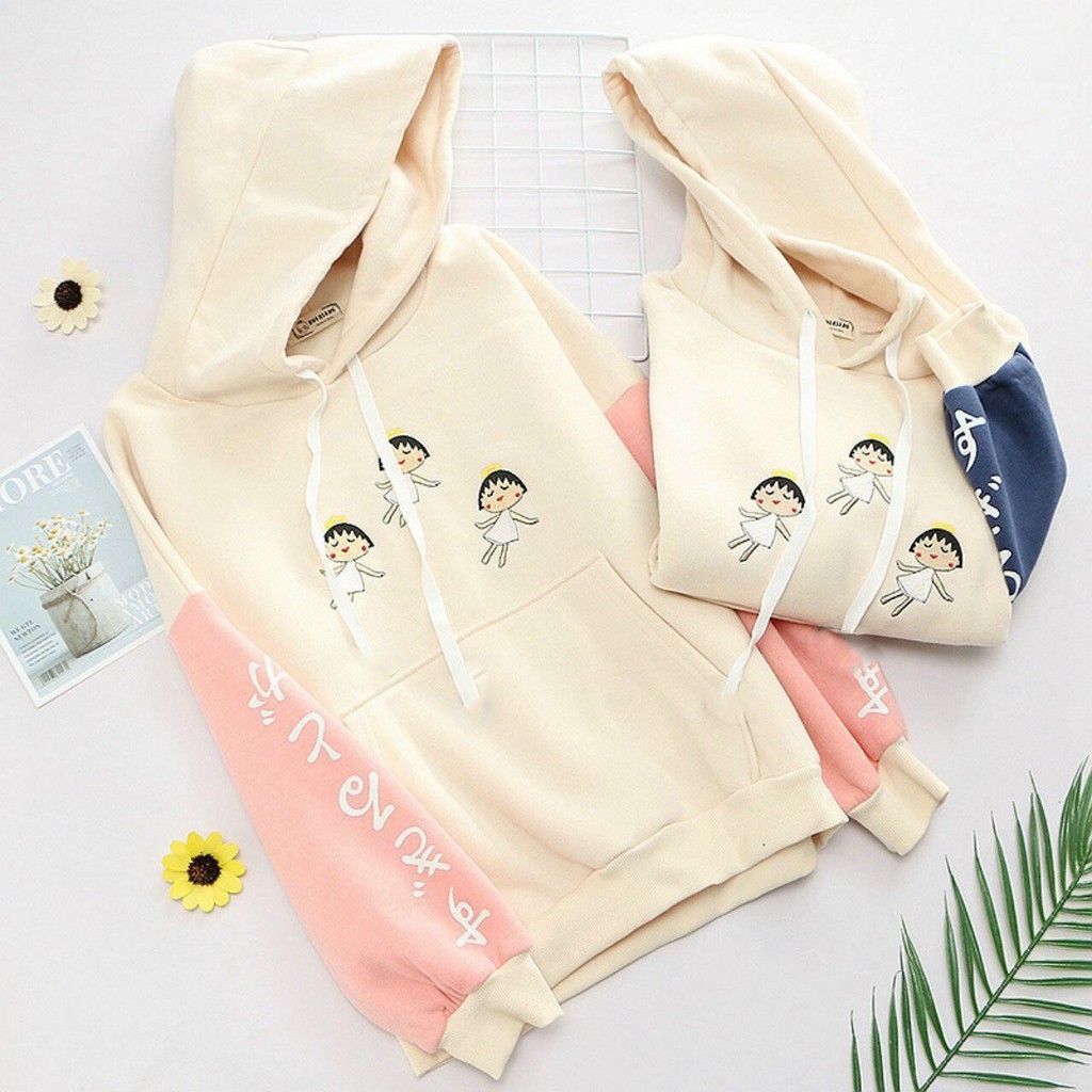 Áo khoác, áo hoodie unisex nam nữ nỉ ngoại 3 cô bé siêu cute năng động thời trang học đường