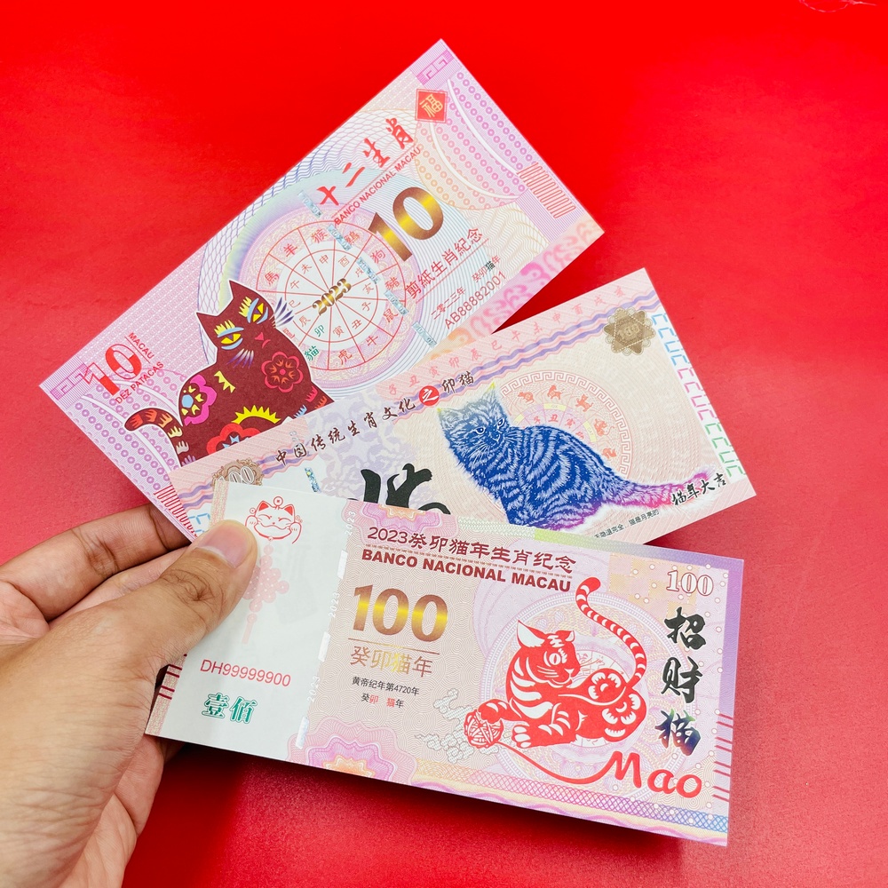 [RẺ HƠN] Bộ 3 Tiền Hình Con Mèo Macao Lưu Niệm Tết - tặng bao lì xì