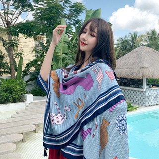 Khăn Choàng Lụa In Họa Tiết Cổ Điển