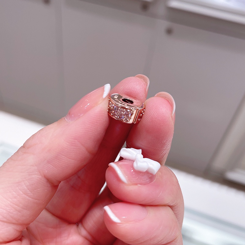 Hạt Pave Kẹp Màu Hồng Đá Vàng Hồng Đính