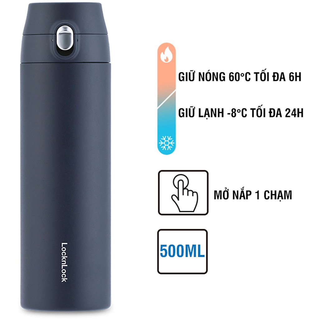 Bình Giữ Nhiệt Lock&Lock Featherlight One-Touch Tumbler LHC3257 (500ml), Hàng Chính Hãng, Mở Nắp Một Chạm - JoyMall | WebRaoVat - webraovat.net.vn