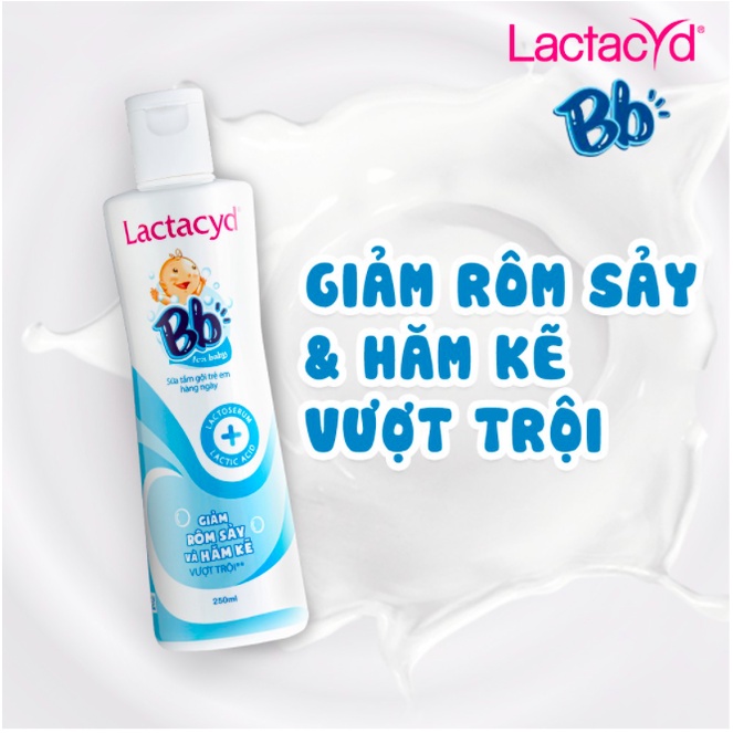 Sữa Tắm Gội Trẻ Em Lactacyd Bb Giảm Rôm Sảy &amp; Hăm Kẽ Vượt Trội 250ml