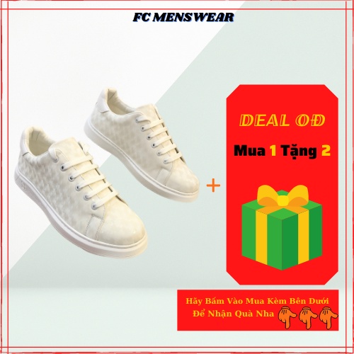 Giày Nam Sneaker 𝑭𝑹𝑬𝑬𝑺𝑯𝑰𝑷 Giày Thể Thao Sneaker Nam Full Trắng Điểm Nhấn Vân 3D Chìm Mới Nhất Phong Cách Trẻ Trung