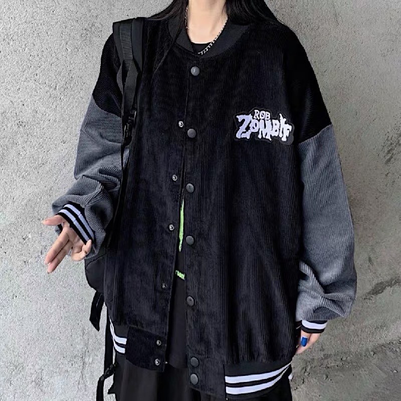 [Mã SKAMA06 giảm 8% TỐI ĐA 50K đơn250K] Áo khoác bomber nhung bóng chày đen phối tay xám from unisex nam và nữ | BigBuy360 - bigbuy360.vn