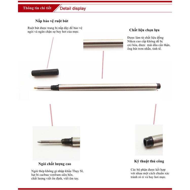 Ruột viết Rollerball lắp vừa cho viết Montblanc , Picasso, Montagut và các thương hiệu bút khác dùng nắp đậy