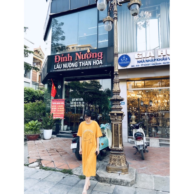 (VIDEO) Đầm thun suông chất cotton in hình gấu ngủ video thật shop quay | BigBuy360 - bigbuy360.vn