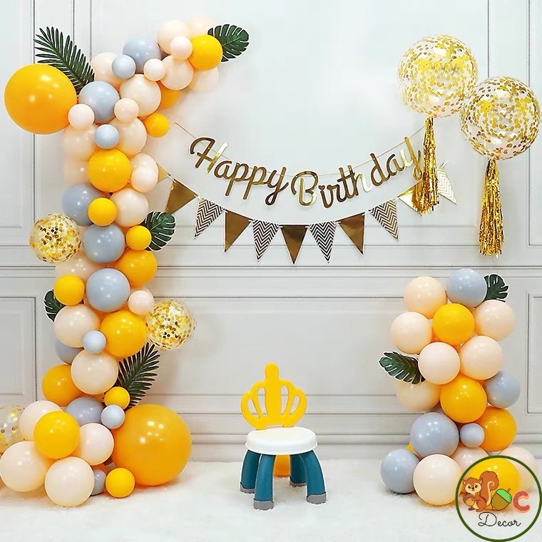 Set bóng bay trang trí sinh nhật cho bé yêu tông màu vàng cam mã số T03