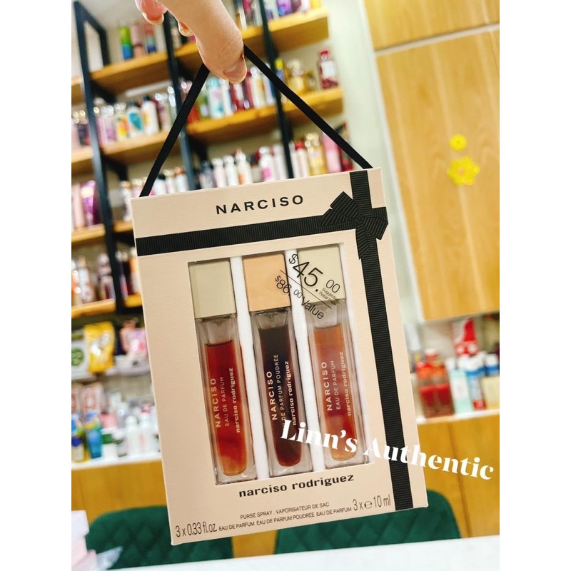 AUTH SET NƯỚC HOA 3 CHAI NARCISO DẠNG XỊT