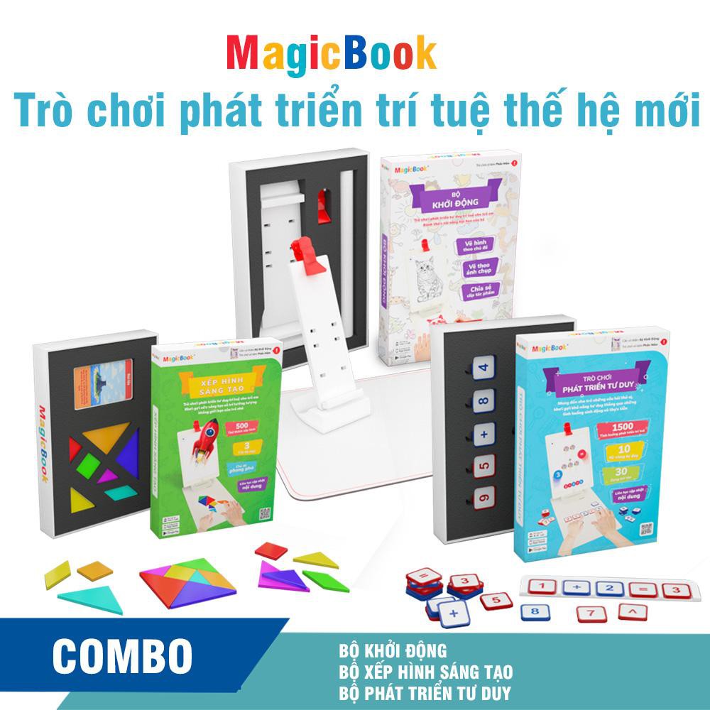 Trọn bộ Vẽ Hình, Xếp hình sáng tạo, Phát triển tư duy - Trò chơi phát triển trí tuệ - Magicbook - SIze L BOX