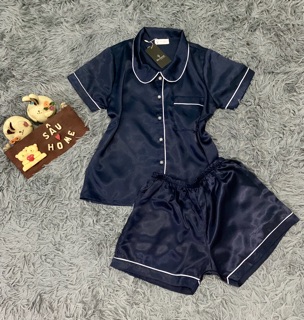 Bộ Pijama Phi Lụa Cổ Sen