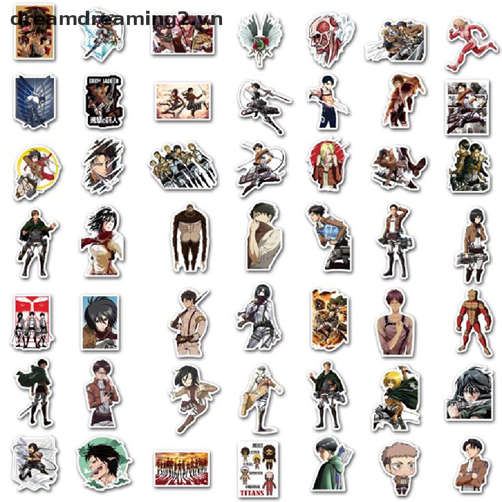 Bộ 100 Miếng Dán Hoạt Hình Attack On Titan Trang Trí laptop / Chống Thấm Nước