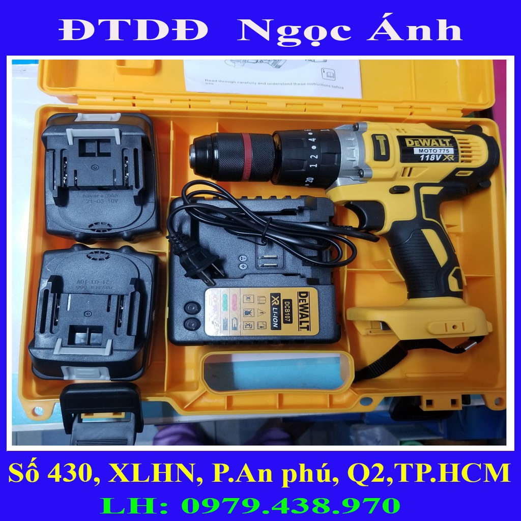 Máy khoan búa khoan pin Dewalt 118v Khoan tường sắt gỗ, bắn vit, lõi đồng