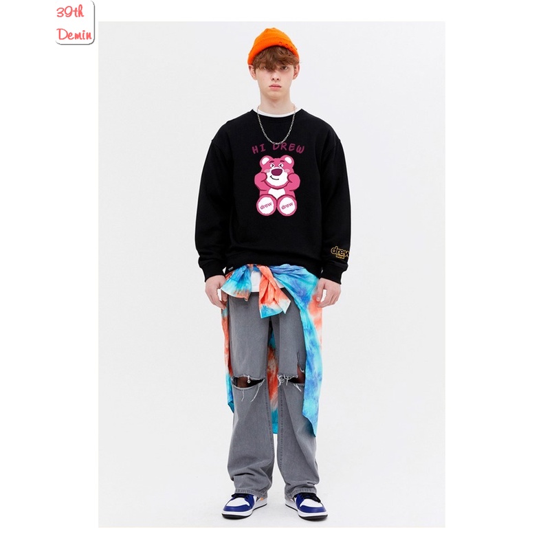 Áo nỉ Drew House mặt Gấu cười sweater unisex Form rộng Over Size 2 màu đen trắng | BigBuy360 - bigbuy360.vn