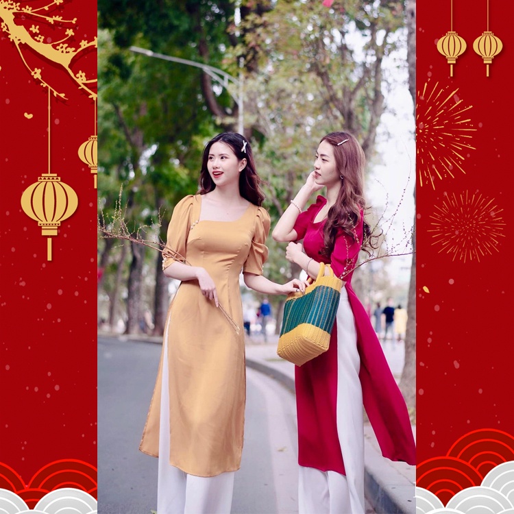 Áo dài cách tân DAISY kiểu áo cổ thuyền chất liệu lụa Latin mềm mịn phối ngọc cực kì thanh thoát, dịu dàng Mã TKAD1020