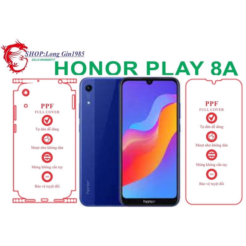 Honor Play 8A miếng dán trong Ppf mặt trước mặt sau chống va đập chống trầy xước tốt