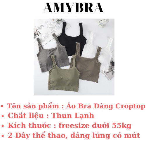 Áo Bra Nữ Dáng Dài - Áo Thun Nữ 2 Dây Kèm Mút Thoáng Mát AMYBRA B833