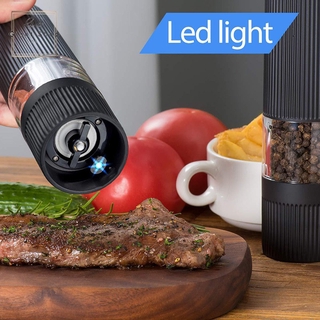 Kitchen Electric Pepper Grinder Battery Powered Salt or Pepper Automatic Grinder with LED Light