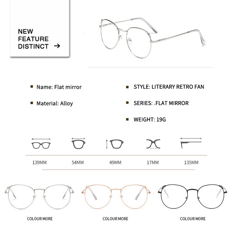 Mắt Kính Gọng Tròn Kim Loại Thời Trang Hàn Quốc Dành Cho Nam Nữ