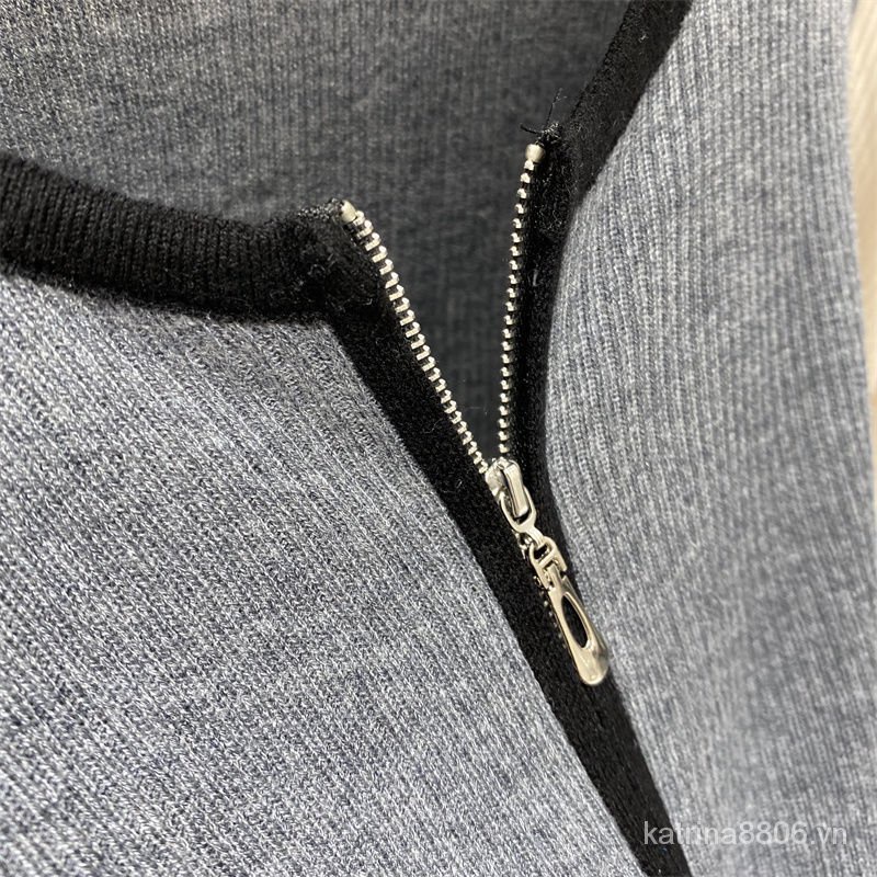 Áo cardigan tay dài dệt kim kiểu khóa kéo đôi thời trang châu âu mùa thu cho nữ